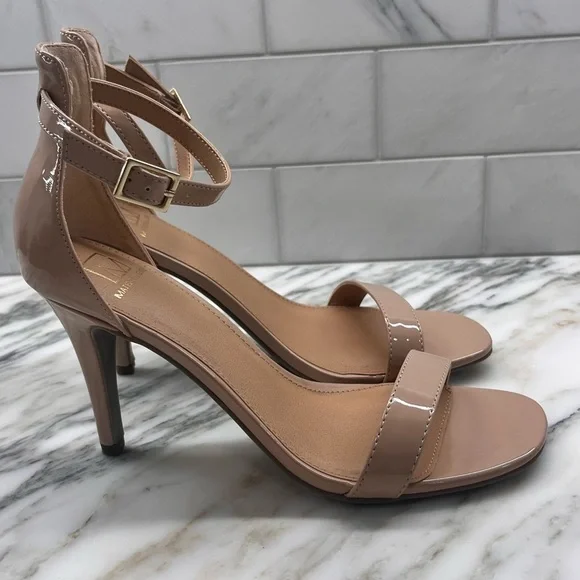 𝅺NEW! Material Girl Blaire Two-Piece Dress Sandals Nude Heels Various Sizes - Picture 2 of 8